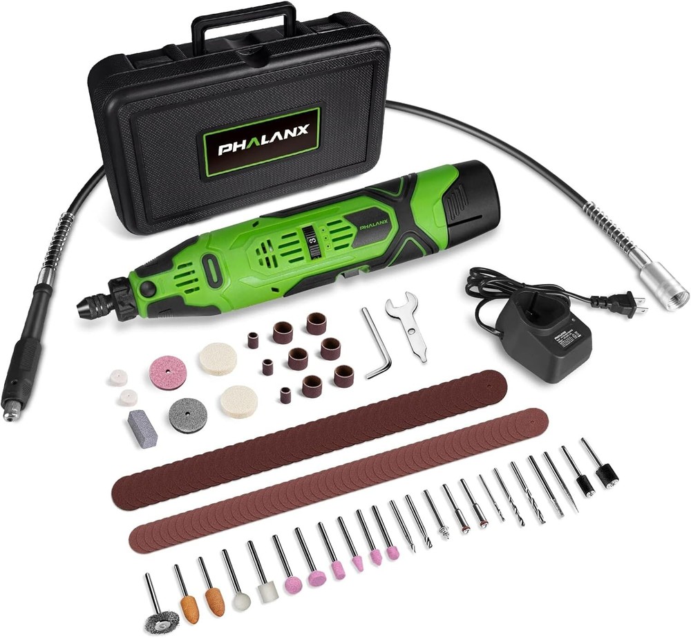 PHALANX 12V Cordless Rotary Tool Kit with Keyless Chuck 6-Speeds 5000-32000RP...