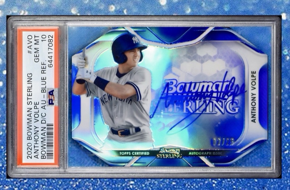 2020 Bowman Sterling Anthony Volpe Blue Refractor Auto /25 PSA 10 Die-Cut