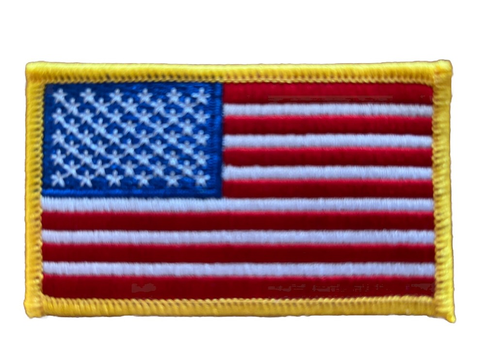AMERICAN FLAG EMBROIDERED PATCH GOLD BORDER USA US United States QUALITY