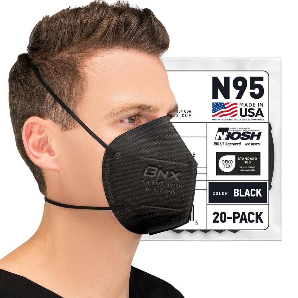 tAccuMed BNX N95 Mask Black MADE USA Particulate Respirator Protective Face Mask