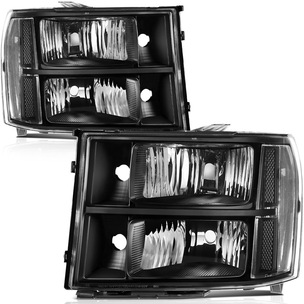 For GMC Sierra 2007-2014 Headlights Assembly Passenger Driver Headlamps Pair
