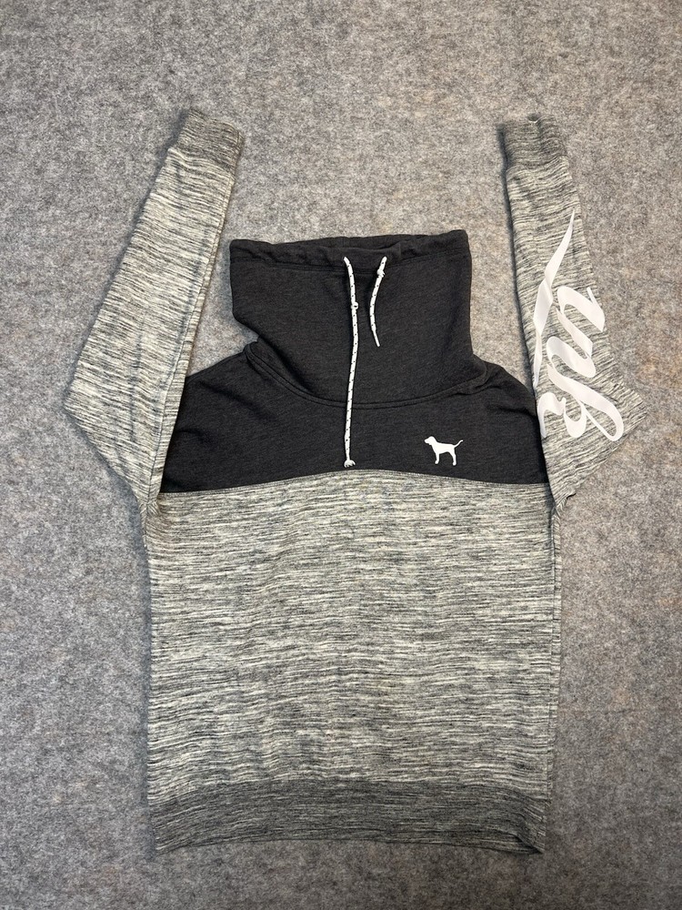 Victoria's Secret PINK Grey Funnel Cowl Neck Pullover Sweatshirt Womens Size XS