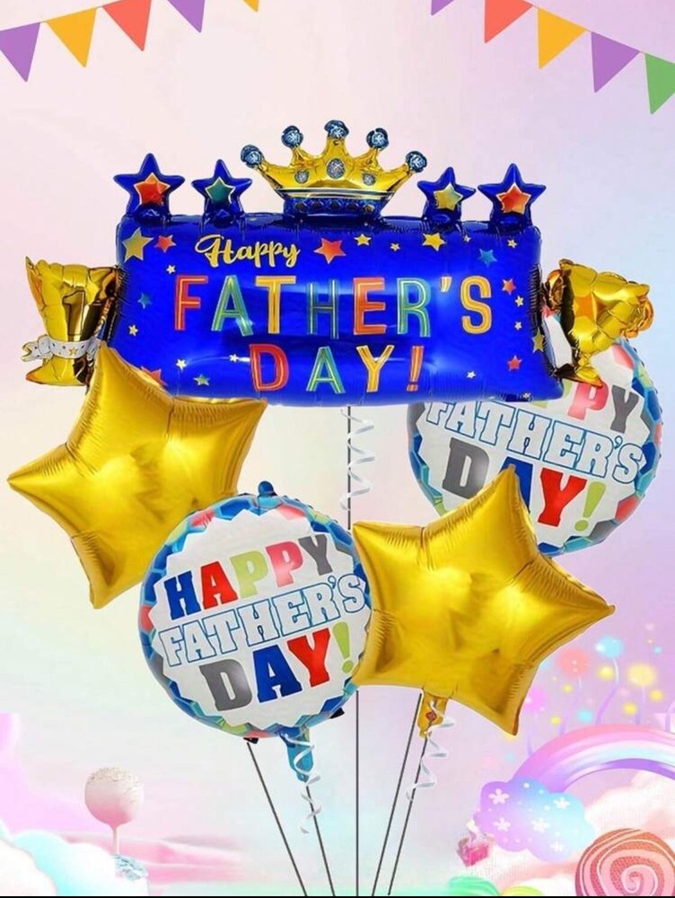 Fathers Day Balloons 5 Piece Large Foil Balloons-image