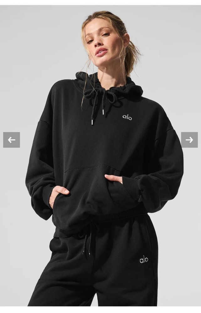 Womens Alo Yoga Black Pullover Hoodie