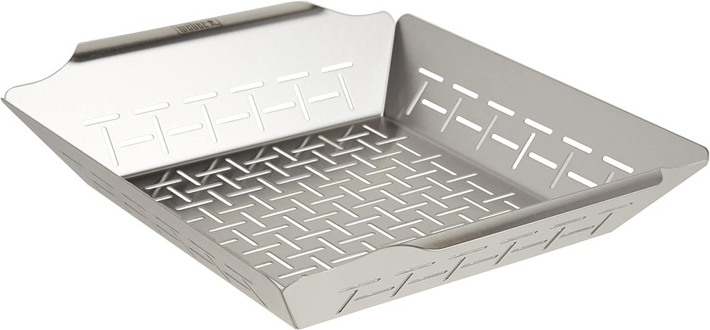 Weber Deluxe Grilling Basket – Stainless Steel Grill Basket for Vegetables, Se