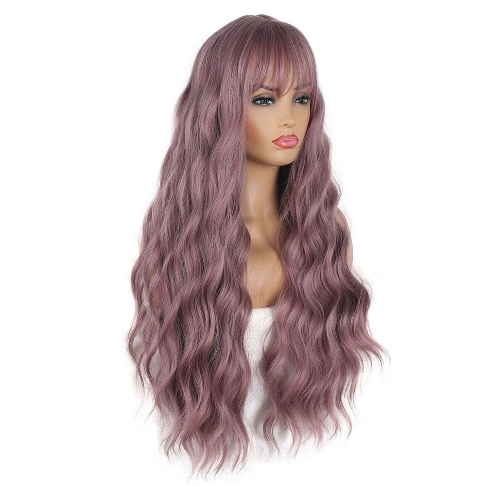 Long Wavy Curly Full Hair Wigs with Bangs Cosplay Costume Fancy Anime Womens