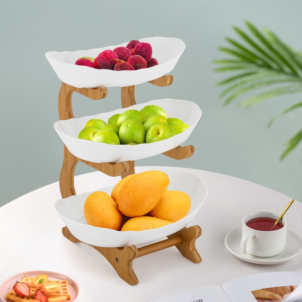 3 Tier Serving Stand with Tray for Snacks Desserts Fruits Party Display