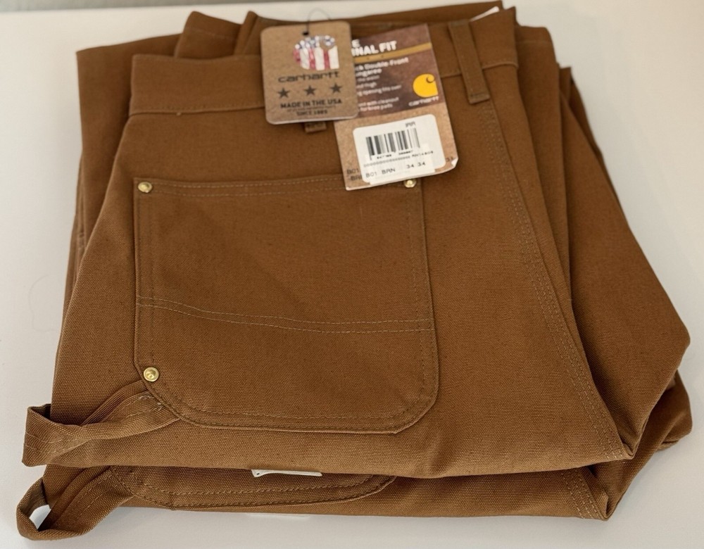 NWT Carhartt Men's Firm Duck Double-Front Work Pants Brown B01 Lot Of Two