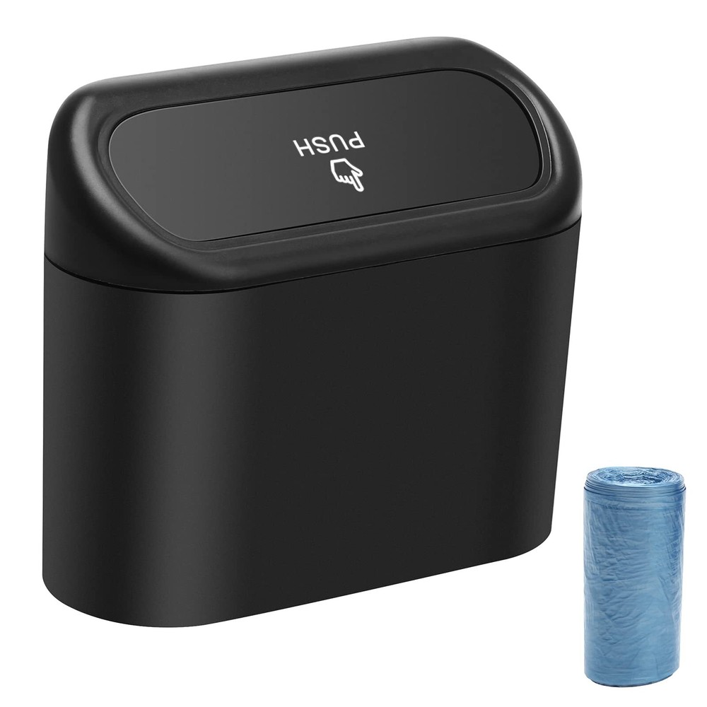 AHIER Pequeño Bote de Basura para Coche con Tapa, Bote de Basura de Coche de Plástico Portátil Colgante Min