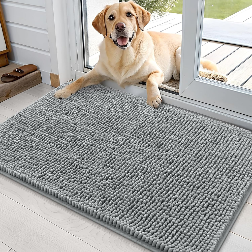 36x24 Dog Door Mat Absorbs Mud, Moisture, and Dirt with Non-Slip Absorbent Design
