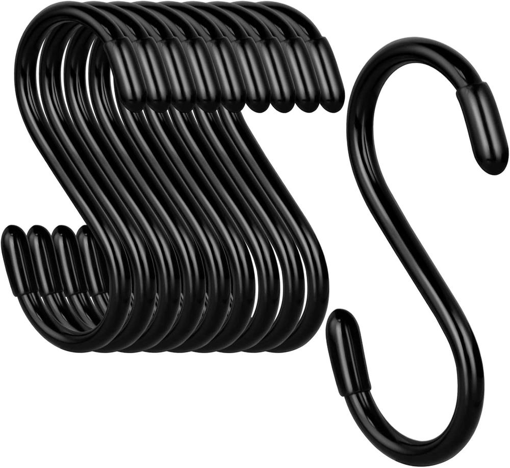 3-Inch Heavy Duty Vinyl Coated S Hooks for Plants - 10 Pack Non-Slip