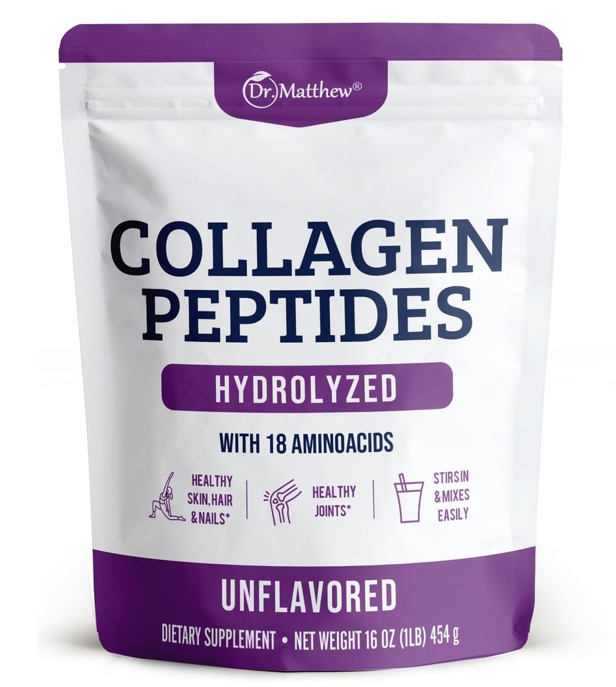 Grass-Fed Hydrolyzed Collagen Peptides Powder Unflavored Protein Supplement