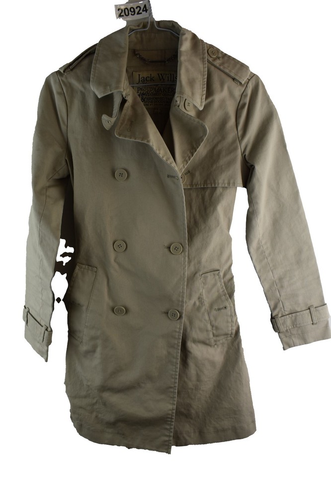 JACK WILLS Beige Trench Coat size Uk 8 Womens button Up Casual Outdoors