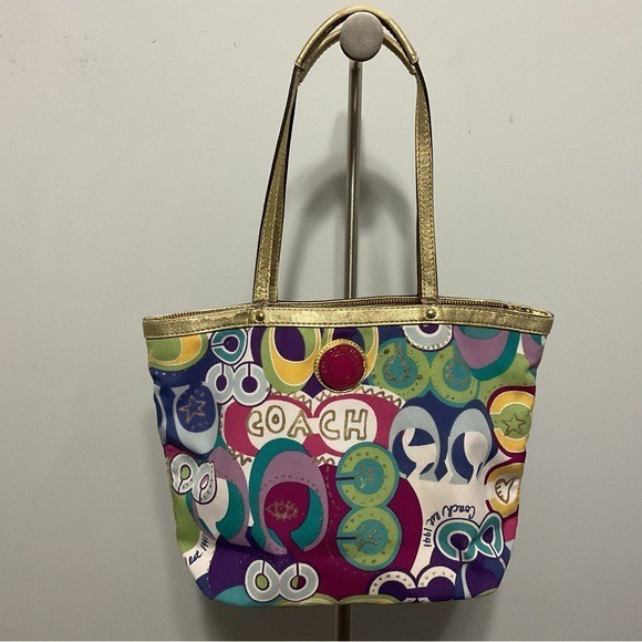 Coach Multicolor Signature Tote Handbag  