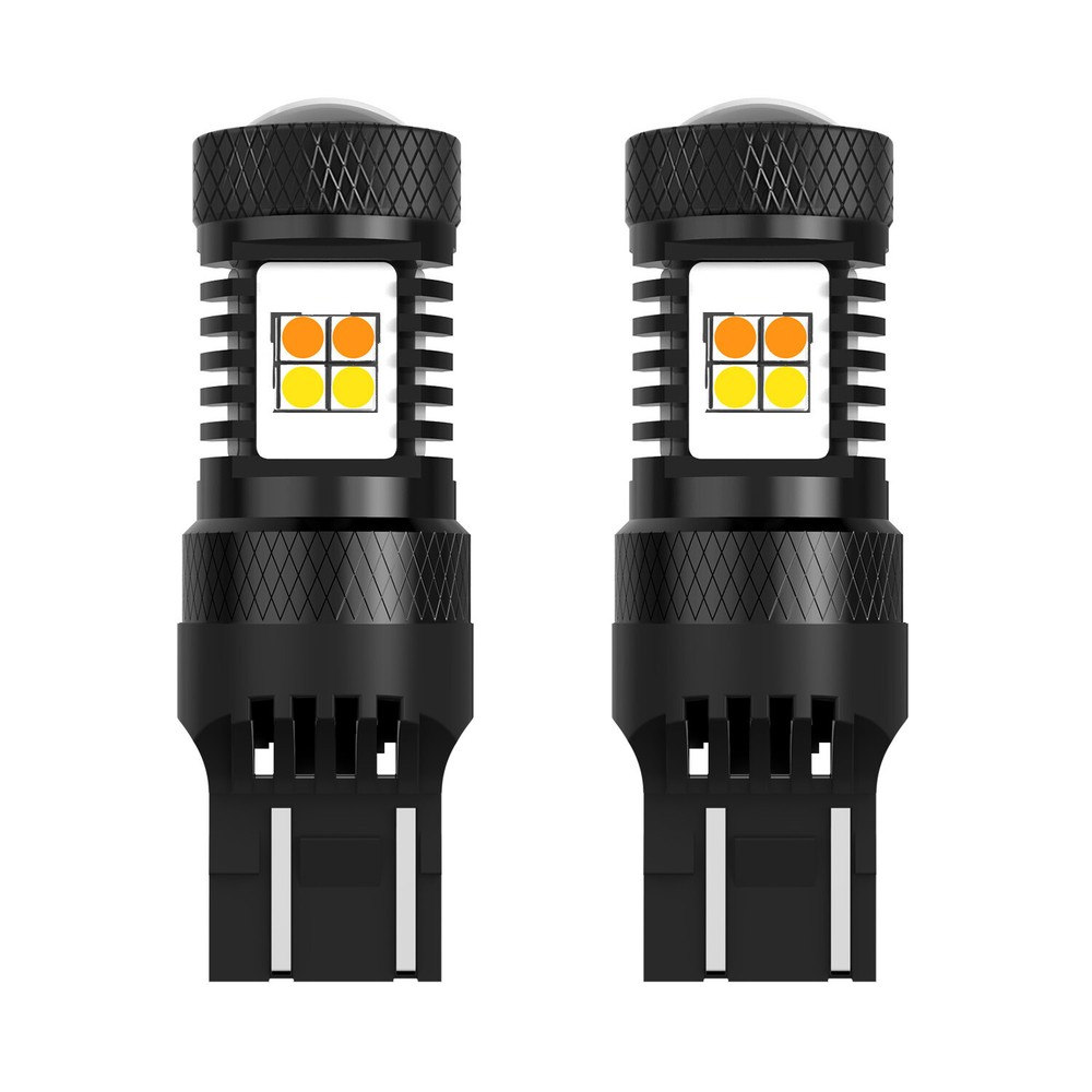 7443 Dual Color Yellow/White Switchback LED Turn Signal Parking Lamp Bulb 2/4Pc