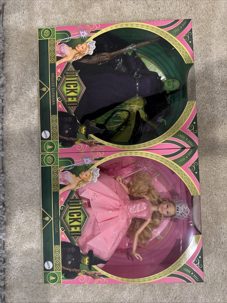 Mattel Wicked Movie Glinda & Elphaba Deluxe Dolls with Misprint Error Box 2024