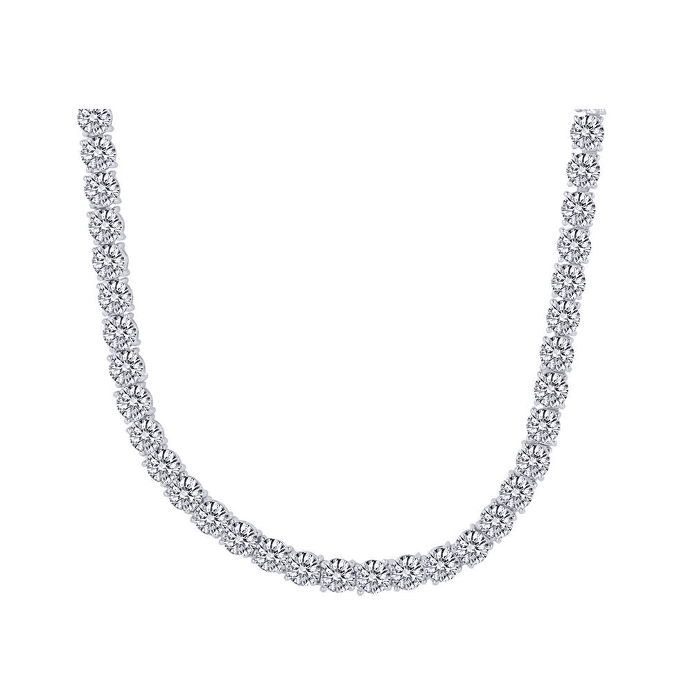Silver Jewelco London 6mm 64 Carat CZ Tennis Necklace