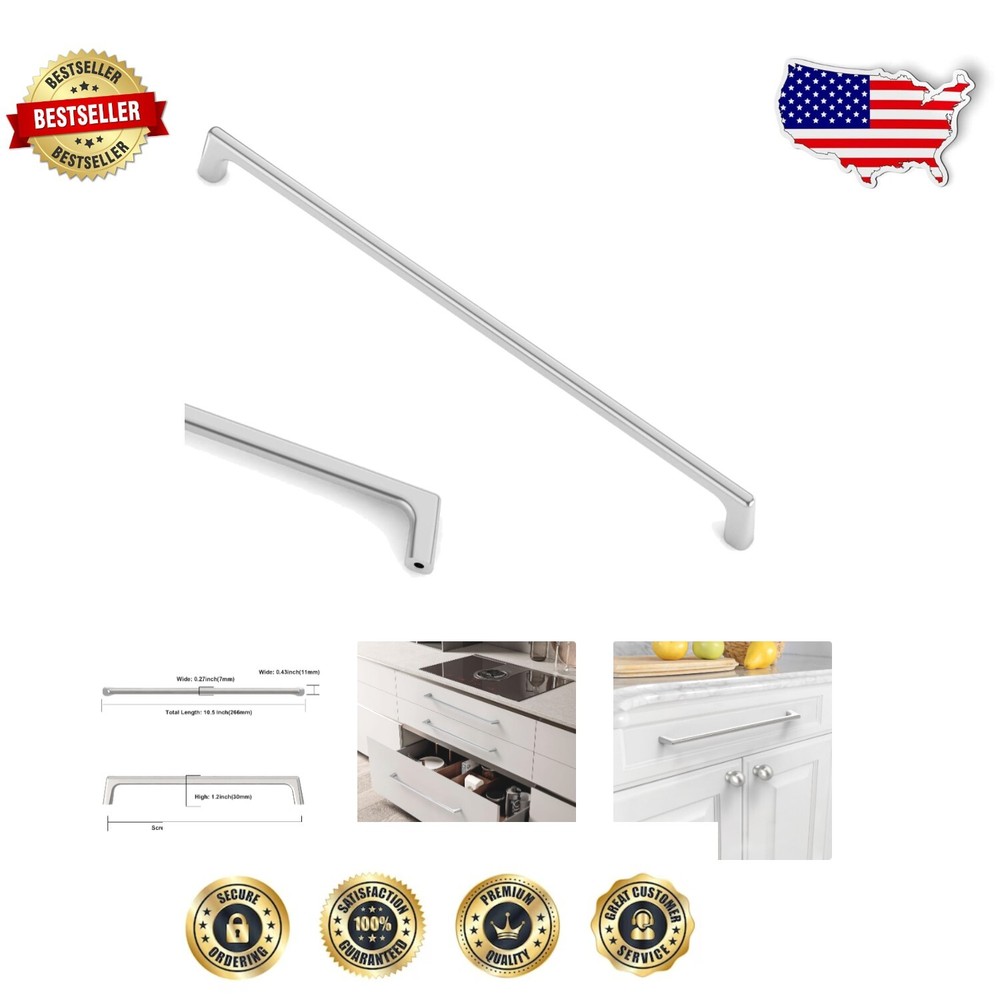 Sleek 10-Inch Chrome Cabinet Handles - Heavy-Duty 6 Pack for Modern Homes