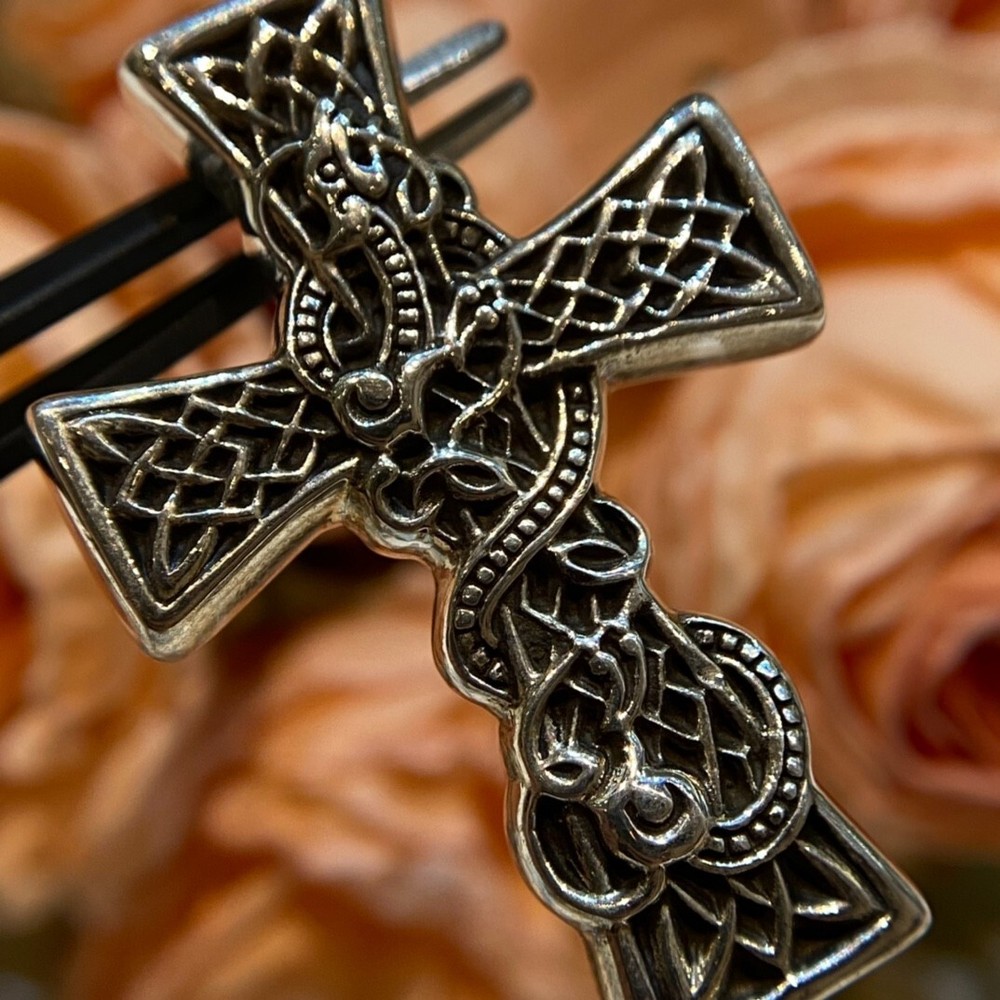 Chrome Hearts sterling silver Celtic Cross Dragon pendant