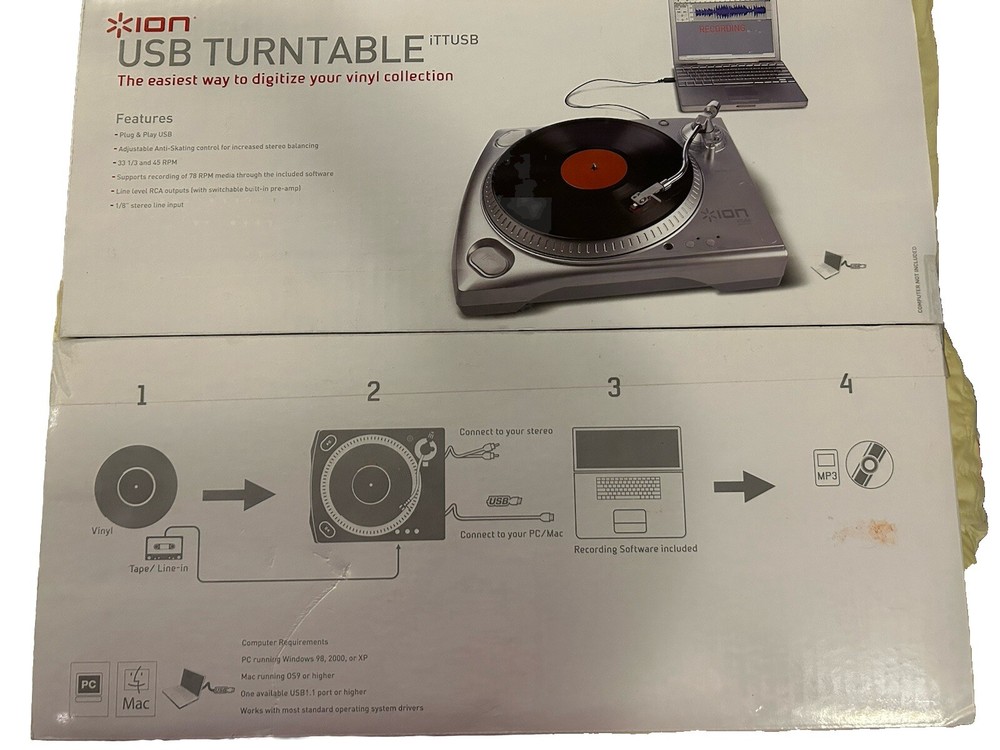 NEW ION USB Turntable iTTUSB  110V Digitalize Your Vinyl Collection!