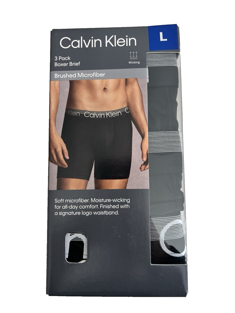 Calvin Klein 3 pack Mens boxer briefs brushed Microfiber L New