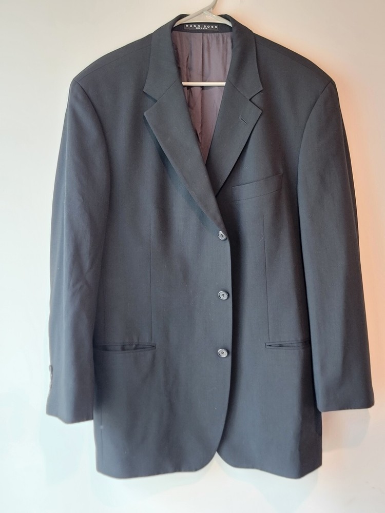 HUGO BOSS Einstein Sigma Black Wool Fitted Blazer 44R 1pc