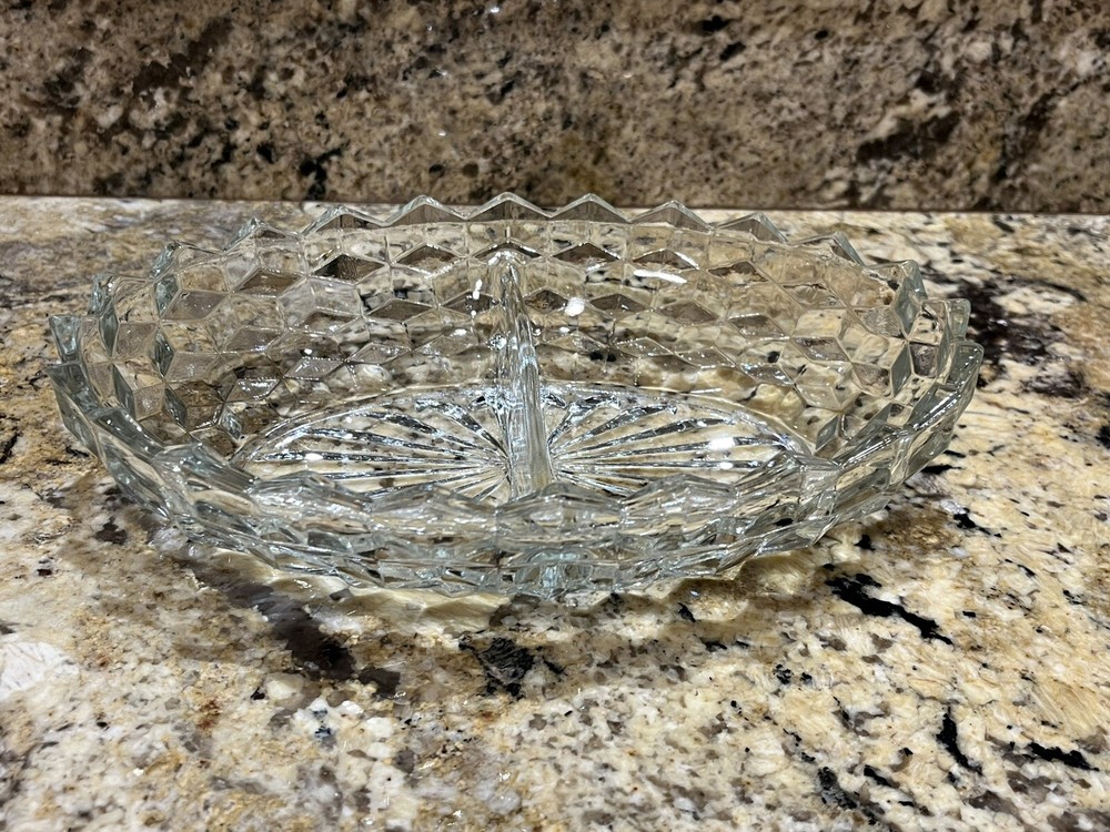Vintage Fostoria American Oval Relish Dish Divide Serving Dish
