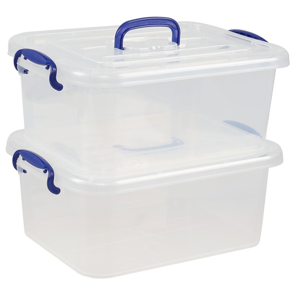 8L Clear Latching Storage Bin with Handle - 2-Pack
