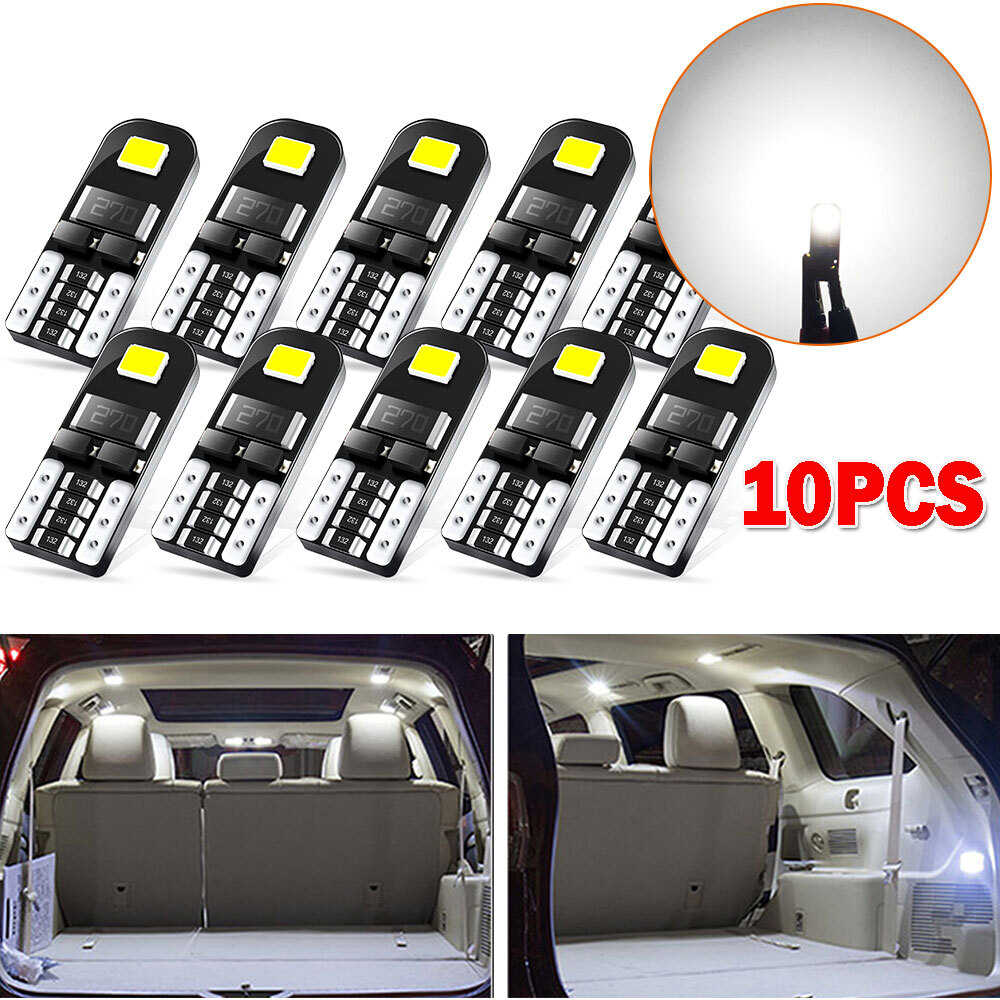 10X T10 168 194 LED Interior Light Bulbs License Plate Light Bulb White 6000k