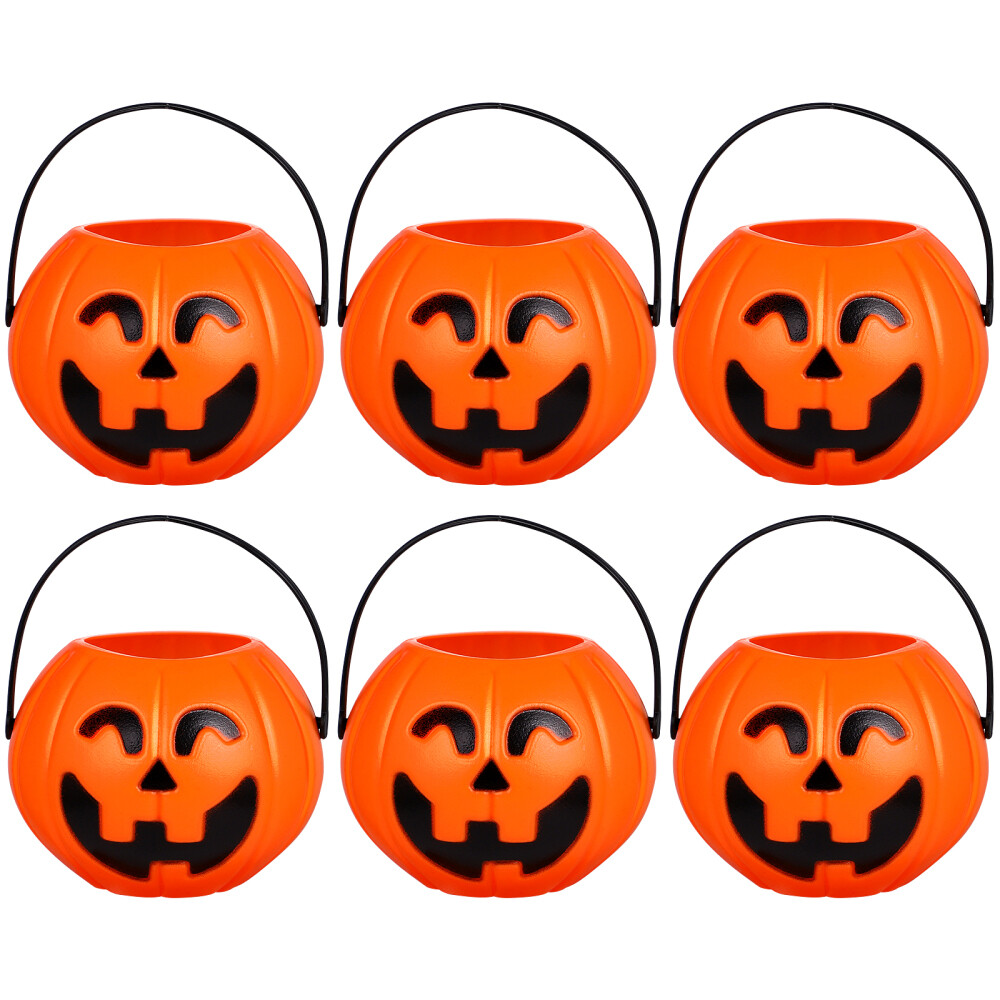 6 Pcs Pumpkin Trick Treat Bucket Halloween Baskets Kids Pumpkin Candy Bucket