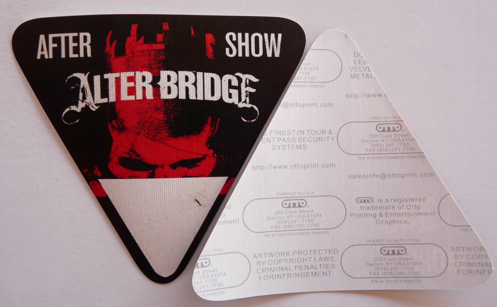 Alter Bridge IV Concert Tour Black After Show Backstage Pass D15