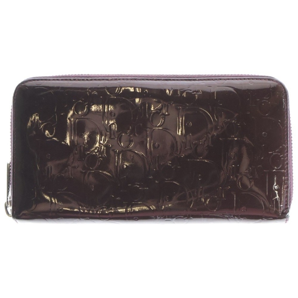 Christian Dior Oblique Patent Leather Wallet Purse Brown Used c5aeb9f89f73c347dc