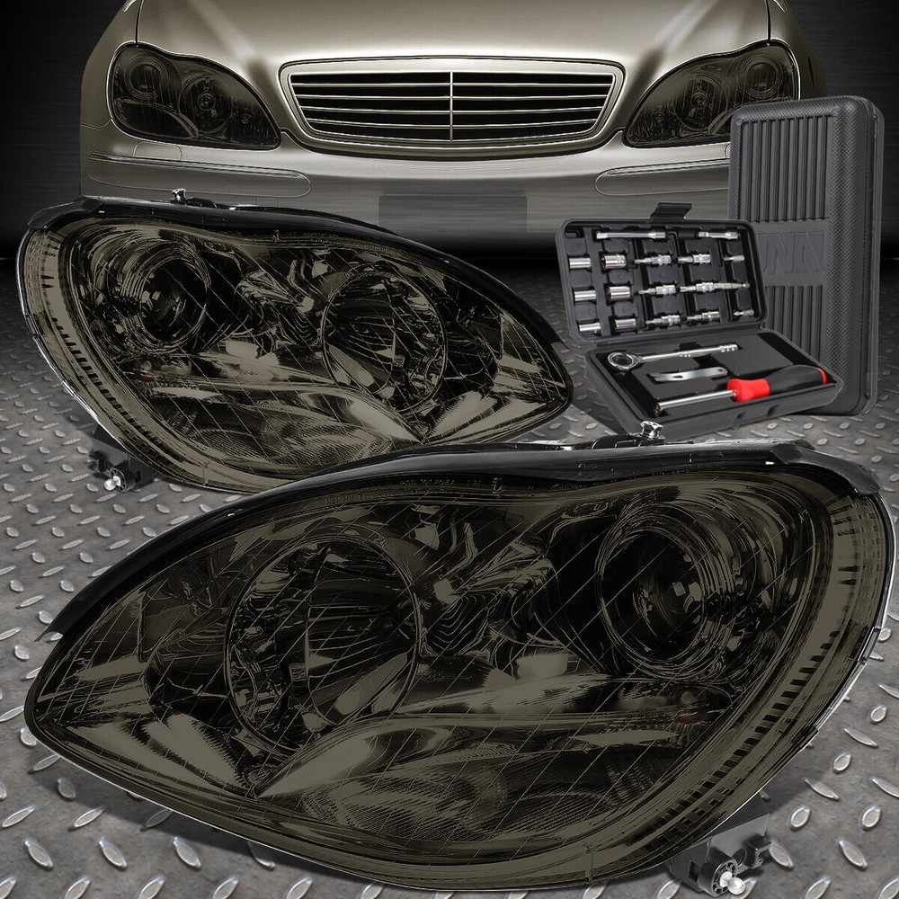 FOR 00-06 MERCEDES-BENZ S-CLASS W220 SMOKED PROJECTOR HEADLIGHT LAMPS+TOOL SET