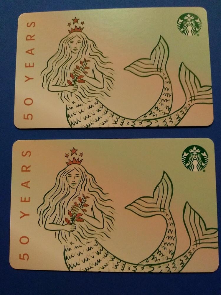Starbucks 50th Anniversary Gift Card Set of 2 Limited Edition Great Price New-image