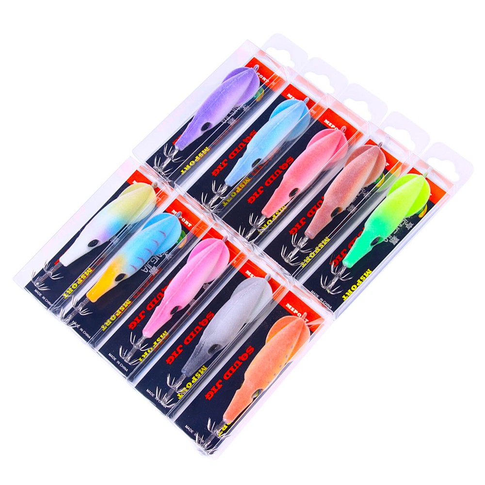 10PCS Lot Shrimp Lures Octopus Squid Jigs Fishing Tackle Sea Hook Bait Saltwater