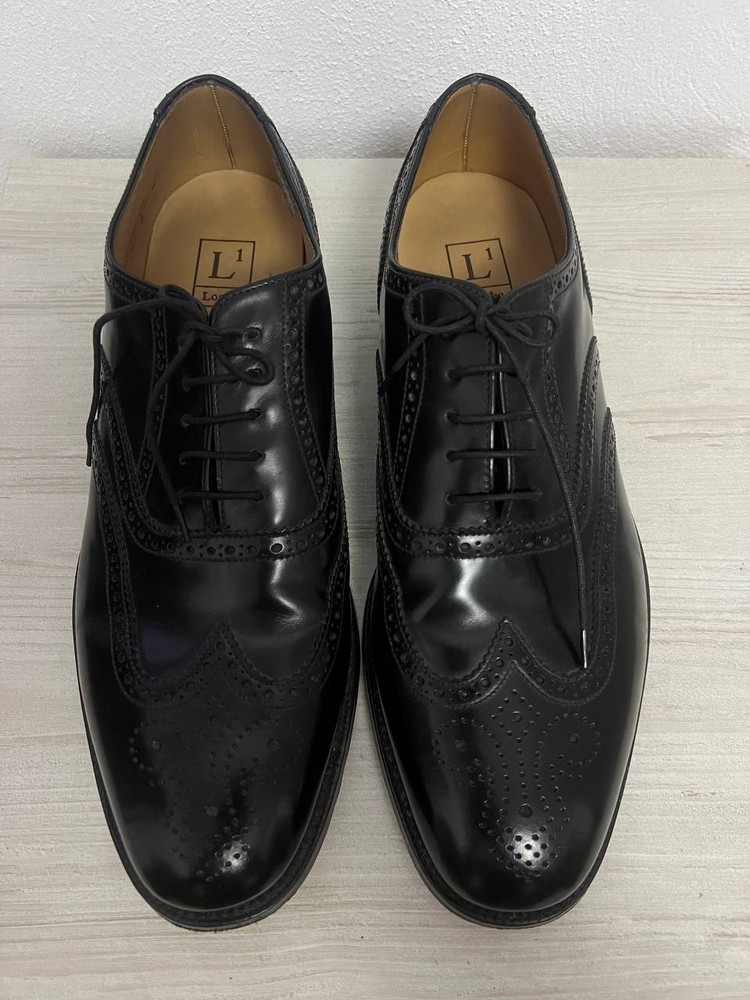 Men Loake 202B Classic Black leather wing tip brogues UK 10 EUR 44 US 11