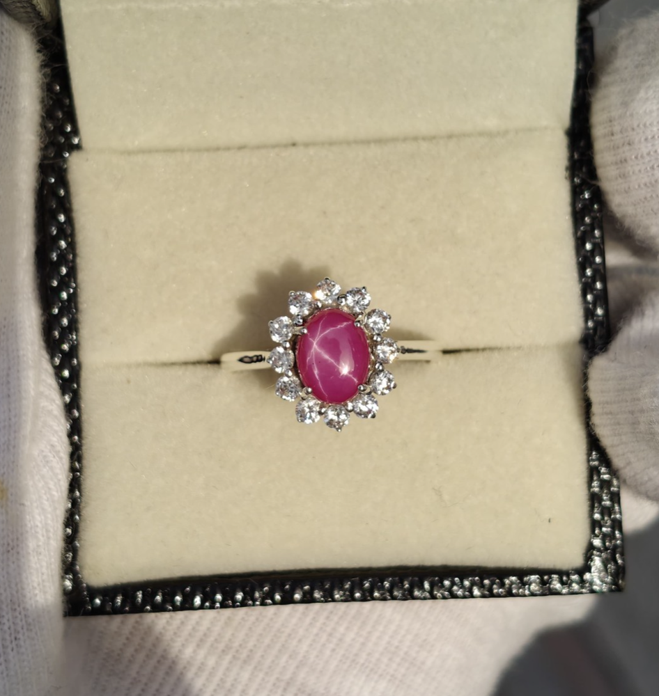 Pink lindy Star Sapphire Ring Valentine Gift Lab Created 925 sterling silver