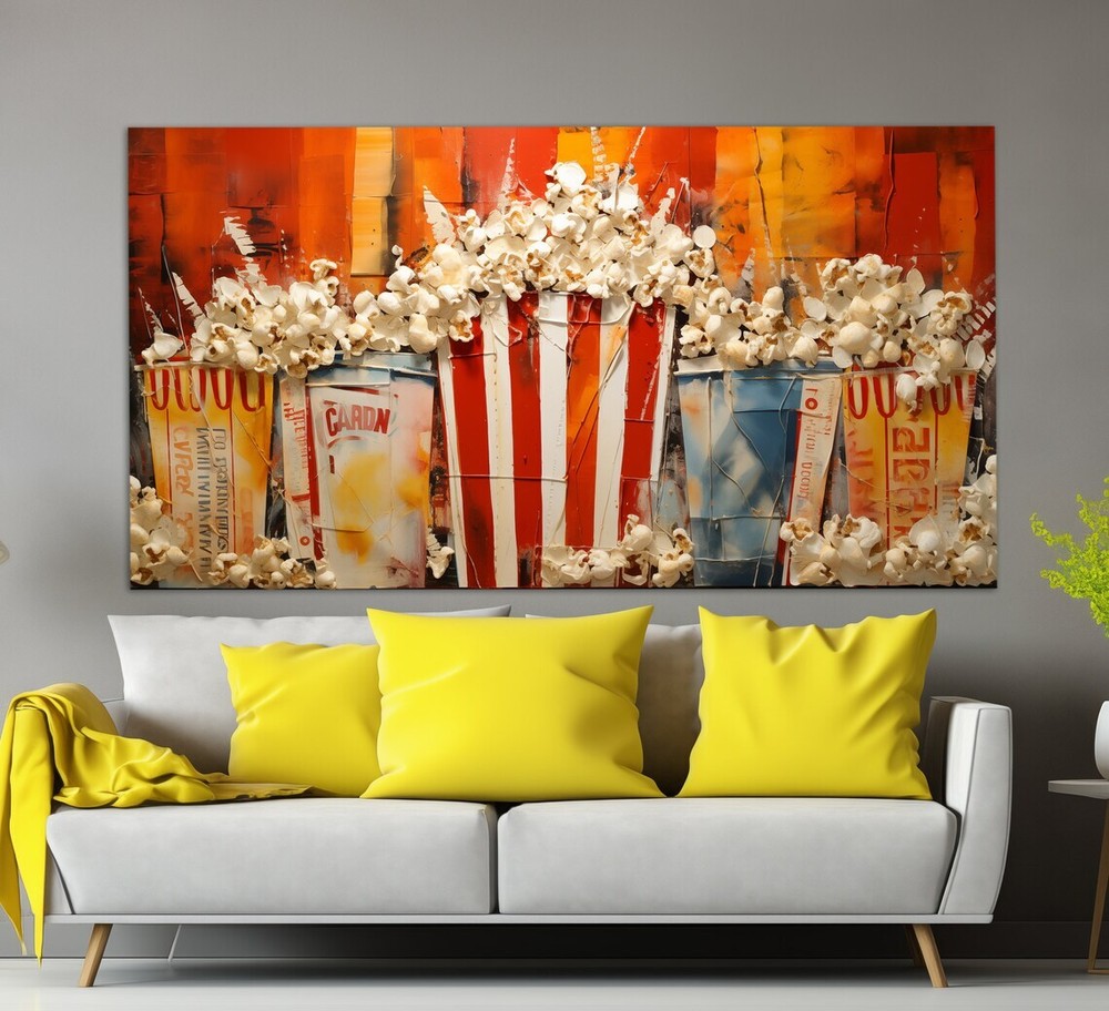 Popcorn Art Vintage Oil Painting Movie Unframed Canvas Print Australian Wall Art