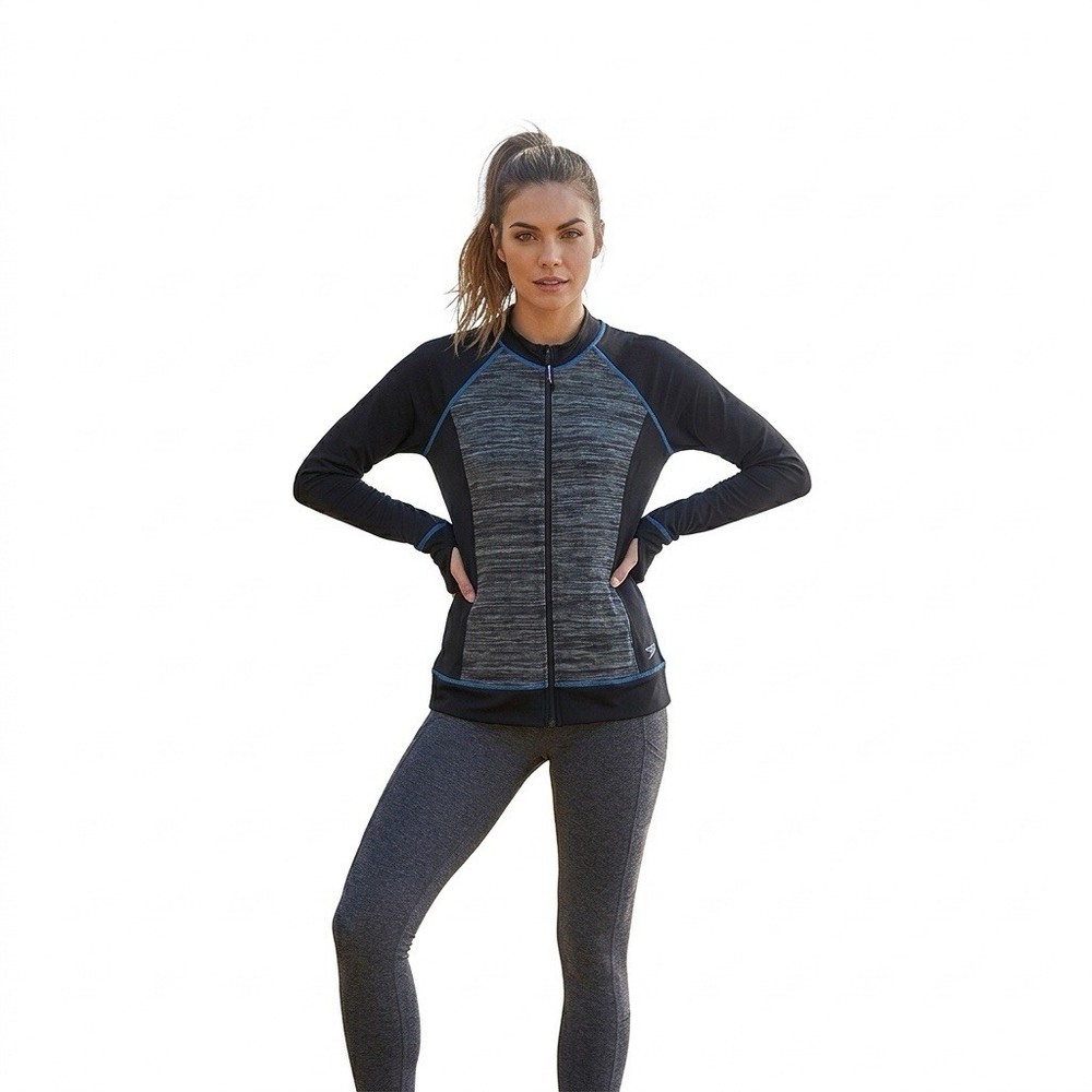 Speedo Women’s Black & Gray Full  Zip  Workout Ready Spring Jacket Size XL
