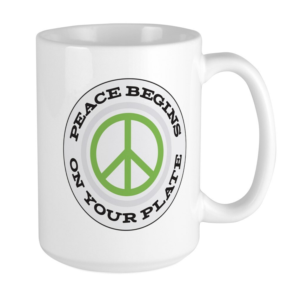 CafePress Peace Begins On Your Large Mug (254342280)