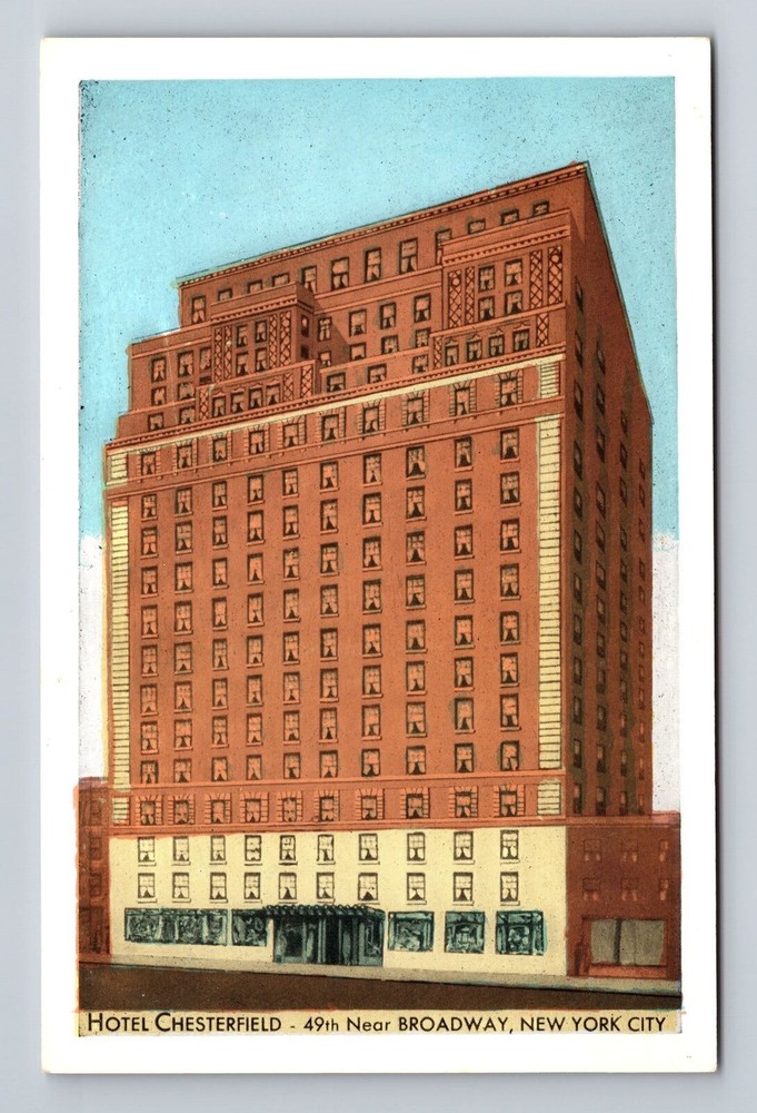 New York City NY, Hotel Chesterfield, Souvenir, Antique, Vintage Postcard