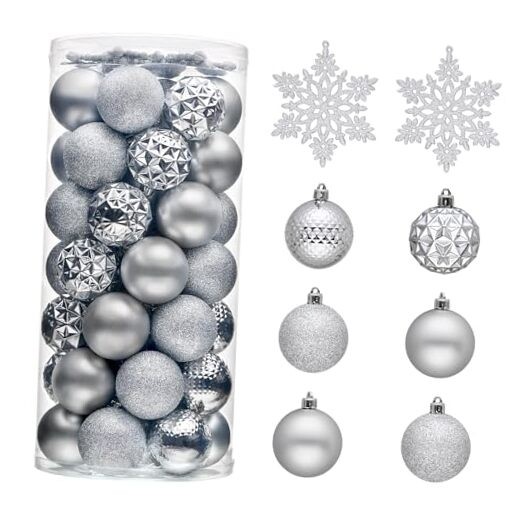 Christmas Tree Decorations Ornament Set for Valentines Mardi Gras St Silver