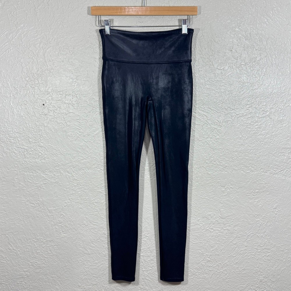 Spanx Faux Leather Leggings Hi-Rise Vegan Moto Biker Style Small