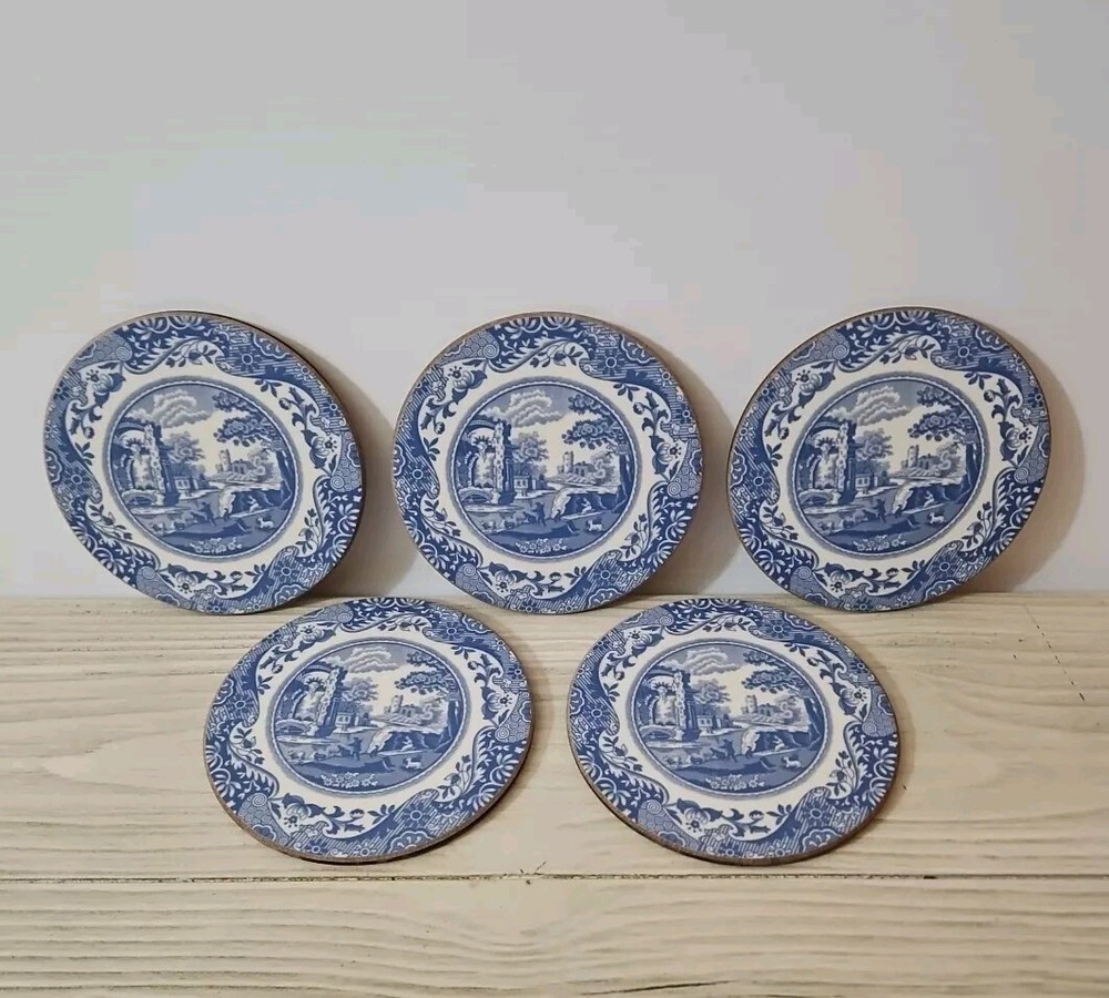 Spode Blue Italian Cork & Acrylic Placemats/Coasters Set Of 5 Only