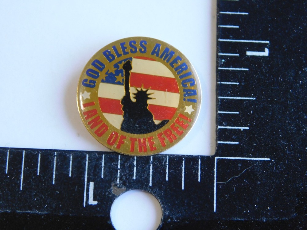 Patriotic God Bless America Liberty Statue Pin Red White Blue