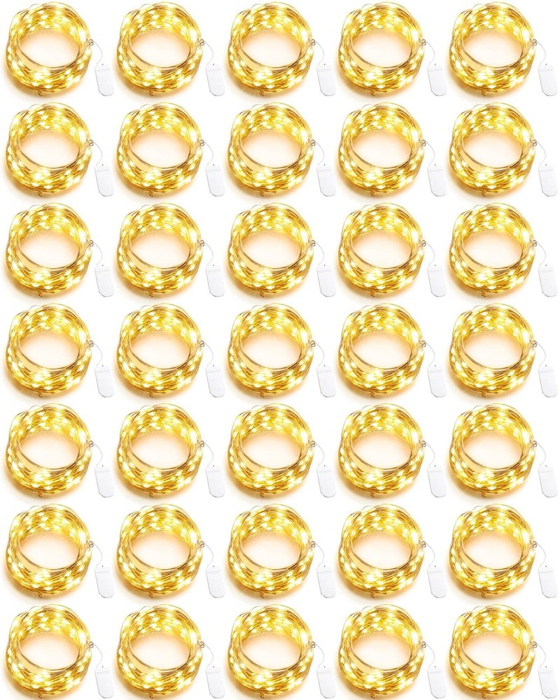 Riakrum 50 Pack 7ft 20 LED Fairy Lights Battery Operated in 3 Styles
