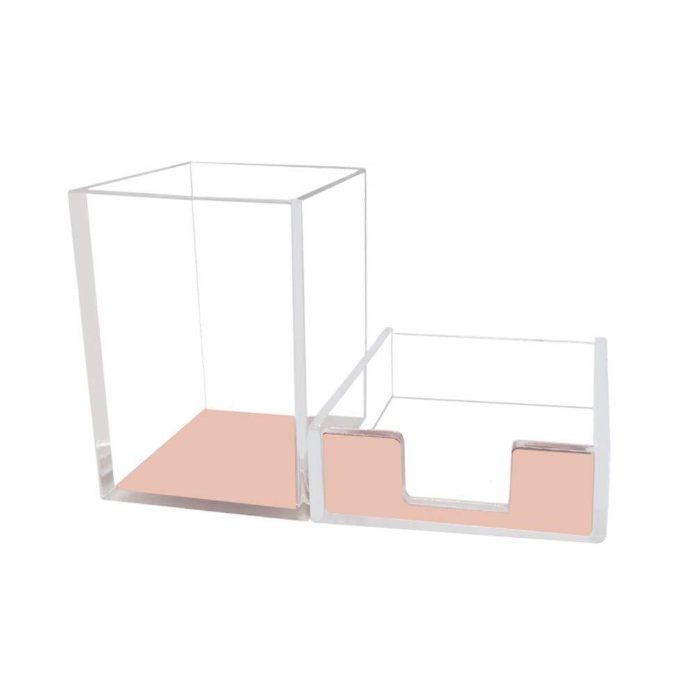 Rose Gold Memo Pad Holder Pencil Cup Set Self-Stick Notes Cube Tray Desktop A...