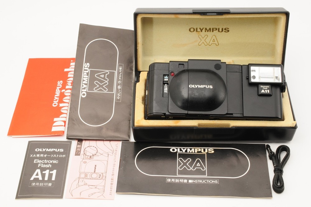 NY Sale [N MINT] Olympus XA Black 35mm Rangefinder Film Camera A11 Flash JAPAN-image