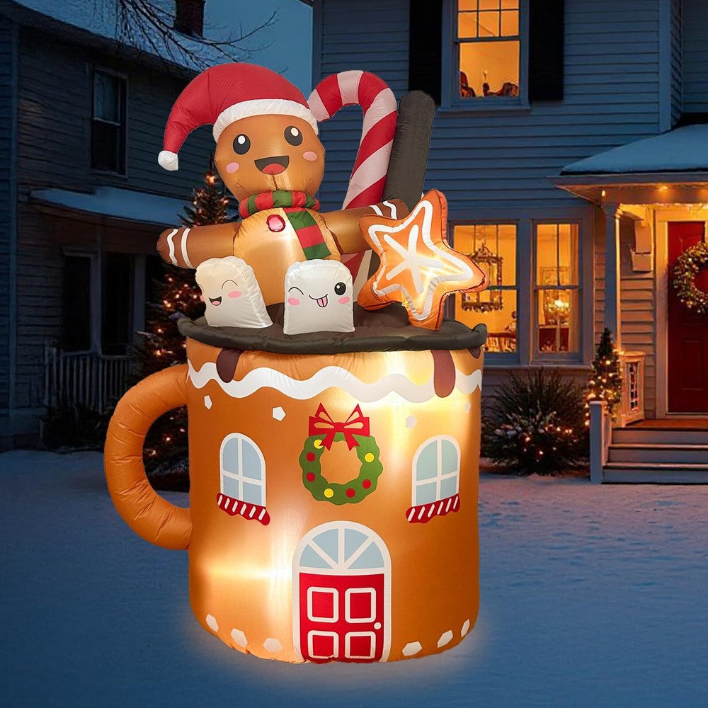 OurWarm 6FT Christmas Inflatable Outdoor Decoration, Christmas Inflatables Gi...
