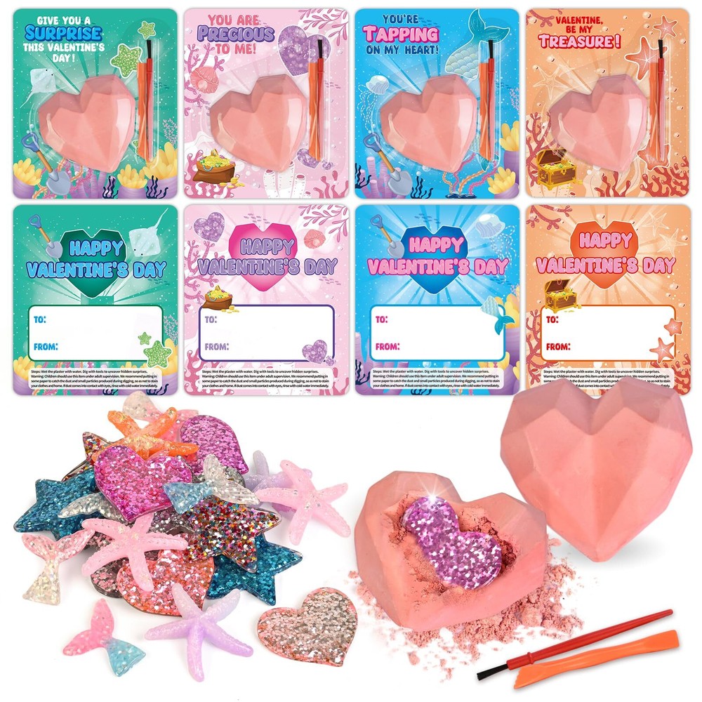 Valentine's Day Cards for Kids Classroom - 24 Pack Heart-Themed Cards  